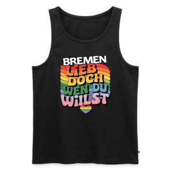 Bremen: Lieb Doch Wen Du Willst - LGBTQ - Männer Premium Bio Tank Top - Schwarz - Vorne - Michal (187cm)