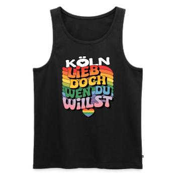 Cologne : Aimez qui vous voulez - LGBTQ - Débardeur bio Premium Homme - noir - Devant - AI Model Male 178 light (178cm)