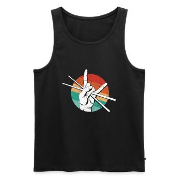Schlagzeug Spieler Drummer - Männer Premium Bio Tank Top - Schwarz - Vorne - Michal (187cm)