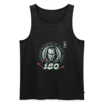 Darts 180 Bouncer White Player Dart Team - Men's Premium Organic Tank Top - black - Front - Michal (187cm)