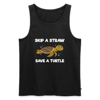 Skip A Straw Save A Turtle Umweltschützer - Männer Premium Bio Tank Top - Schwarz - Vorne - Michal (187cm)