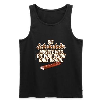 Schokolade musste weg - Männer Premium Bio Tank Top - Schwarz - Vorne - Michal (187cm)