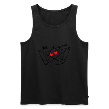 Papierschiff - Schiff - Boot Liebe Anker Wir ... - Männer Premium Bio Tank Top - Schwarz - Vorne - Michal (187cm)