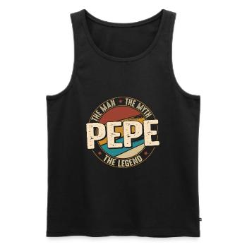Fathers Day Pepe the Man the Myth the Legend - Débardeur bio Premium Homme - noir - Devant - AI Model Male 178 light (178cm)