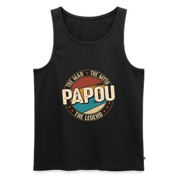 Fathers Day Papou the Man the Myth the Legend - Débardeur bio Premium Homme - noir - Devant - AI Model Male 178 light (178cm)