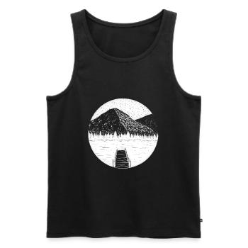 Jetty Mountains Lake Boat Nature - Men's Premium Organic Tank Top - black - Front - Michal (187cm)