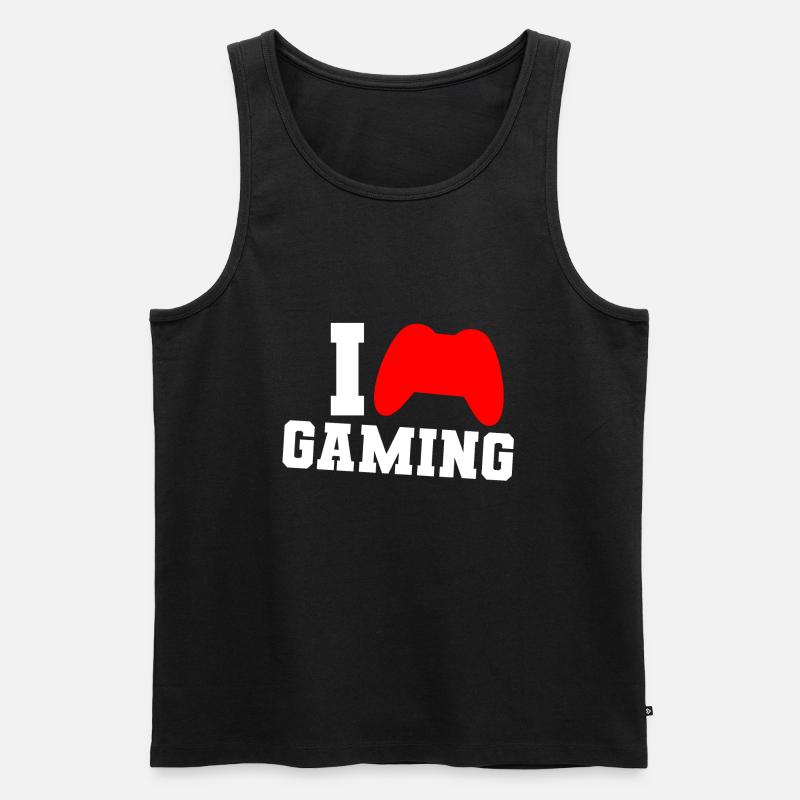 I LOVE GAMING - Männer Premium Bio Tank Top - Schwarz
