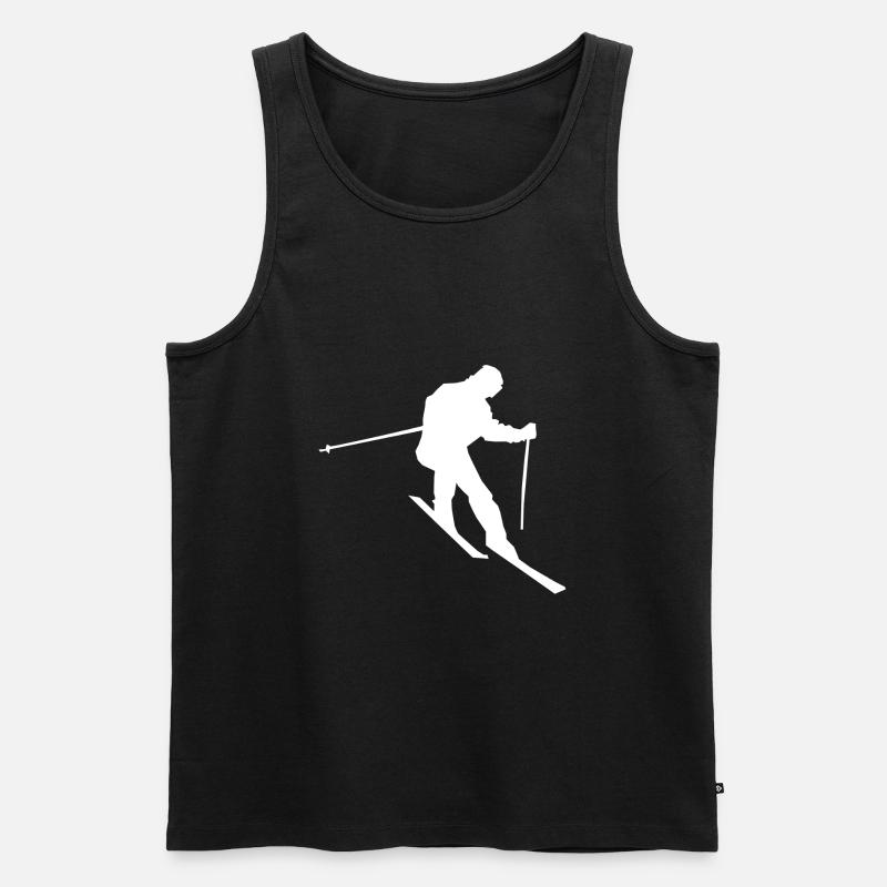 Skifahrer Silhouette - Männer Premium Bio Tank Top - Schwarz