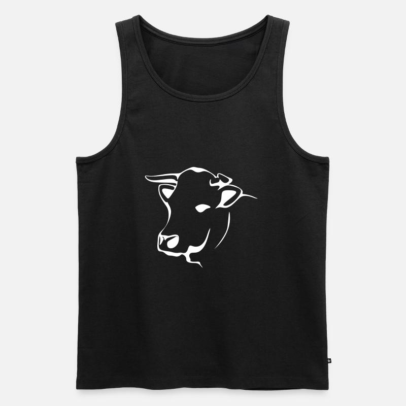 Kuh Kopf - Männer Premium Bio Tank Top - Schwarz