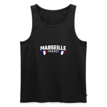 MARSEILLE FRANCE - Débardeur bio Premium Homme - noir - Devant - Michal (187cm)