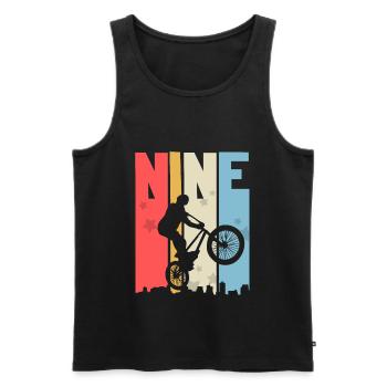 9 anniversaire 9 ans Fête d’anniversaire des enfants Bmx - Débardeur bio Premium Homme - noir - Devant - Michal (187cm)