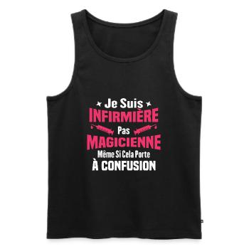 Je suis une infirmière pas magicienne - Débardeur bio Premium Homme - noir - Devant - Michal (187cm)