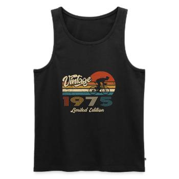 50th Birthday 1975 Vintage Retro Bicycle Cyclist - Men's Premium Organic Tank Top - black - Front - Michal (187cm)