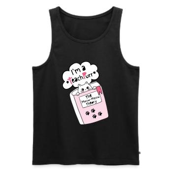 Funny Cat In A Book. Funny Teacher Puns. - Men's Premium Organic Tank Top - black - Front - Michal (187cm)