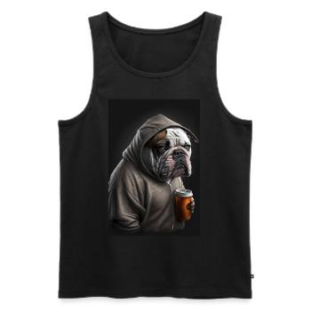 Bulldog morning grouch coffee colleague office - Men's Premium Organic Tank Top - black - Front - Michal (187cm)