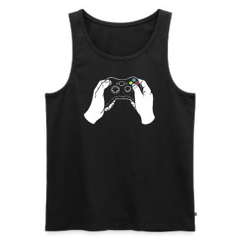 Gaming Controllers - Men's Premium Organic Tank Top - black - Front - AI Model Male 178 light (178cm)
