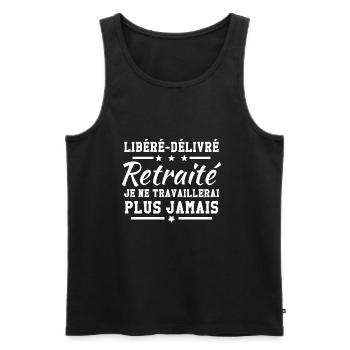 Libéré délivré je ne travaillerai plus jamais - Débardeur bio Premium Homme - noir - Devant - Michal (187cm)