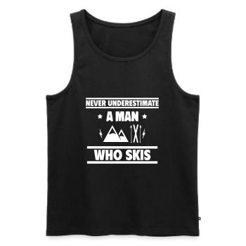 Ne sous-estimez jamais un homme qui skie - Débardeur bio Premium Homme - noir - Devant - AI Model Male 178 light (178cm)