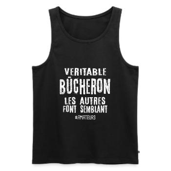 Véritable bûcheron , les autres font semblant - Débardeur bio Premium Homme - noir - Devant - Michal (187cm)