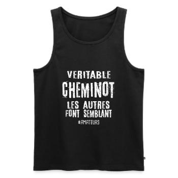 Véritable cheminot , les autres font semblant - Débardeur bio Premium Homme - noir - Devant - Michal (187cm)