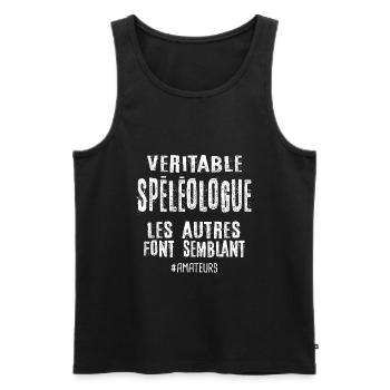 Véritable spéléologue , les autres font semblant - Débardeur bio Premium Homme - noir - Devant - Michal (187cm)