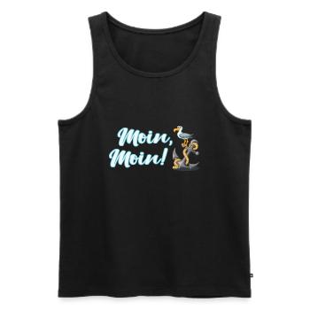 Moin, Moin! Mouette drôle au mouillage, bas allemand - Débardeur bio Premium Homme - noir - Devant - Michal (187cm)