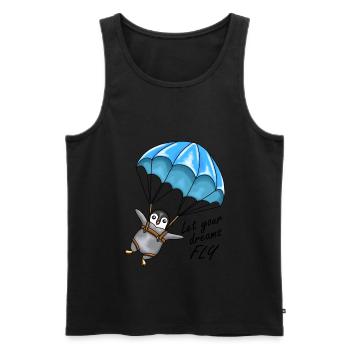 Penguin with a parachute - Let your dreams fly - Men's Premium Organic Tank Top - black - Front - Michal (187cm)