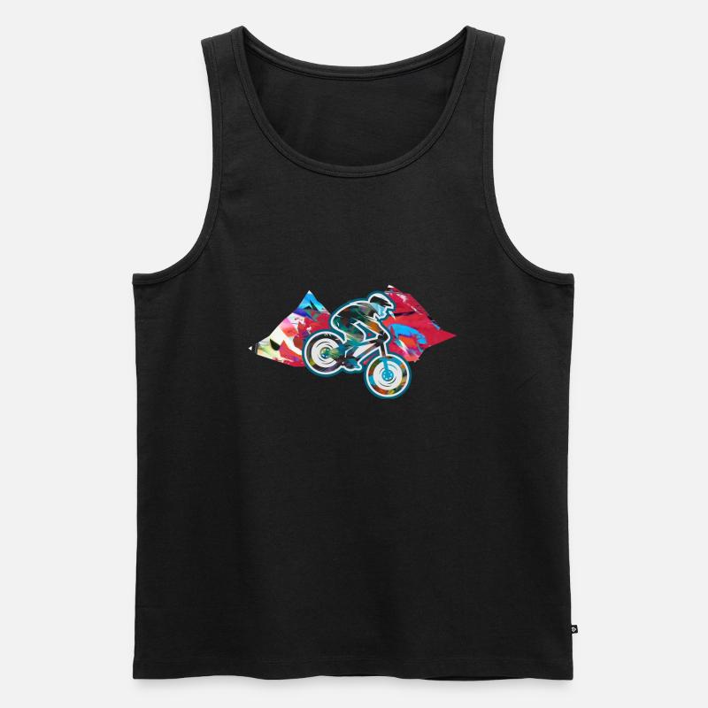 downhill,hügel,mountainbike,rad,radfahrer,graffiti - Männer Premium Bio Tank Top - Schwarz