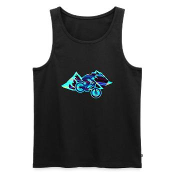 Descente,Hill,VTT,Cyclisme,Cycliste,Graffiti - Débardeur bio Premium Homme - noir - Devant - AI Model Male 178 light (178cm)