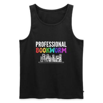 Professional Bookworm Bücherwurm - Männer Premium Bio Tank Top - Schwarz - Vorne - AI Model Male 178 light (178cm)