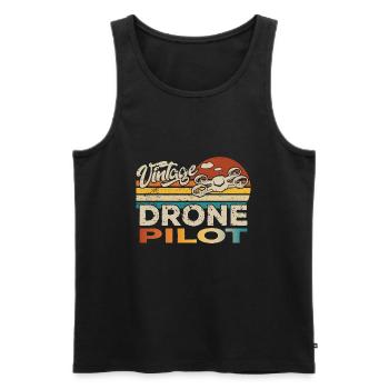 Drone Drone Drone Quadricoptère Anniversaire - Débardeur bio Premium Homme - noir - Devant - AI Model Male 178 light (178cm)