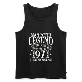 Born 1971 Man Myth Legend 51 Birthday - Men's Premium Organic Tank Top - black - Front - AI Model Male 178 light (178cm)