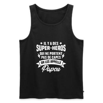 Papou super héros cadeau grand-père - Débardeur bio Premium Homme - noir - Devant - Michal (187cm)