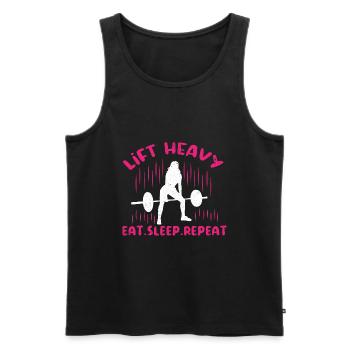 Fitness Krafttraining Kraftdreikampf Gewichtheben - Männer Premium Bio Tank Top - Schwarz - Vorne - Michal (187cm)