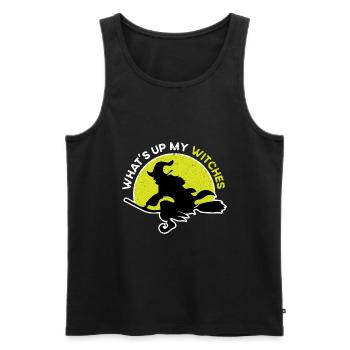Halloween broom riding broom witch - Men's Premium Organic Tank Top - black - Front - Michal (187cm)