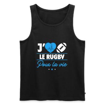 Rugby pour la vie – Passion du terrain - Débardeur bio Premium Homme - noir - Devant - AI Model Male 178 light (178cm)