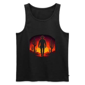 Desert Cowboy - Sunset Western - Men's Premium Organic Tank Top - black - Front - AI Model Male 178 light (178cm)