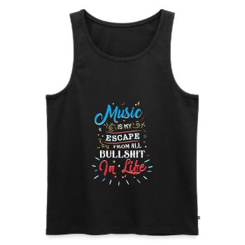La musique est ma fuite de toute connerie - Débardeur bio Premium Homme - noir - Devant - AI Model Male 178 light (178cm)