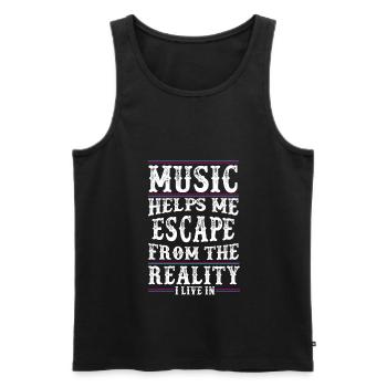 Music helps me - Music Love - Music Quote - Men's Premium Organic Tank Top - black - Front - AI Model Male 178 light (178cm)