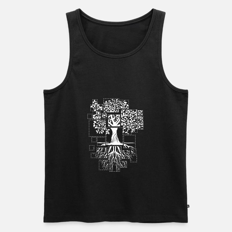 Tree pixel cutouts roots - Men's Premium Organic Tank Top - black