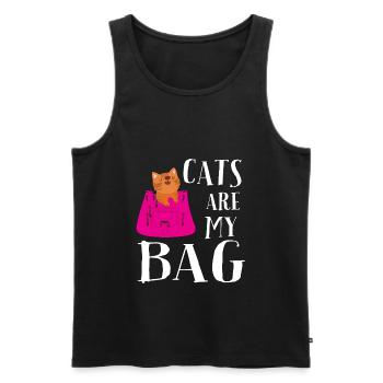 Les chats sont mon sac - Débardeur bio Premium Homme - noir - Devant - AI Model Male 178 light (178cm)