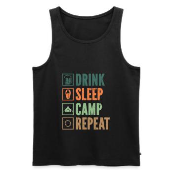 Drink Sleep Camp Repeat Funny Camping Outdoor - Men's Premium Organic Tank Top - black - Front - Michal (187cm)
