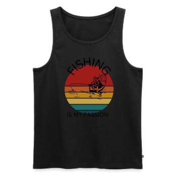 Angeln ist meine Leidenschaft Angeln - Männer Premium Bio Tank Top - Schwarz - Vorne - AI Model Male 178 light (178cm)