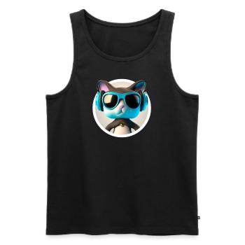 Katze Brille Turntable DJ Disco Club Kopfhörer - Männer Premium Bio Tank Top - Schwarz - Vorne - Michal (187cm)
