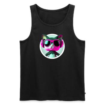 Katze Brille Turntable DJ Disco Club Kopfhörer - Männer Premium Bio Tank Top - Schwarz - Vorne - Michal (187cm)