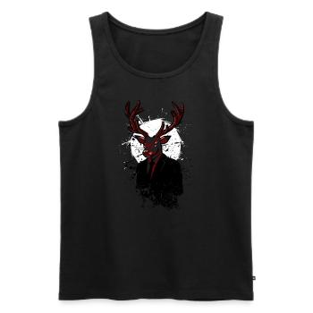 Cerf en costume - Débardeur bio Premium Homme - noir - Devant - Michal (187cm)