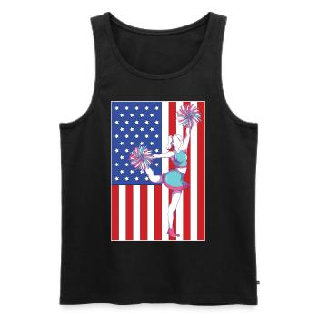 Sport Cheerleading Geschenk USA Flagge Cheerleader - Männer Premium Bio Tank Top - Schwarz - Vorne - Michal (187cm)