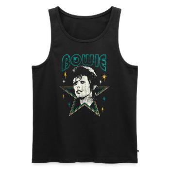 David Bowie Lettering With Portrait And Star - Men's Premium Organic Tank Top - black - Front - AI Model Male 178 light (178cm)