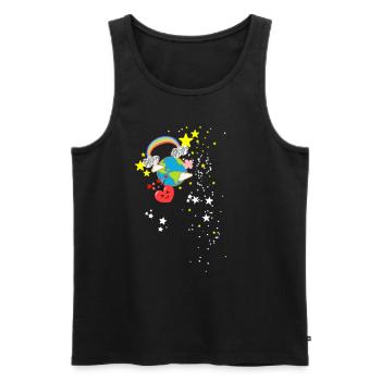 Rainbow, Earth, Stars, Space, Sky - Men's Premium Organic Tank Top - black - Front - AI Model Male 178 light (178cm)
