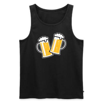 2 Maßkrüge Stoßen An (Bier / Bierseidel / 3C) - Männer Premium Bio Tank Top - Schwarz - Vorne - AI Model Male 178 light (178cm)
